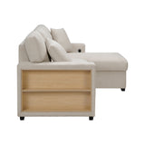Pompano Beige 2-Piece Sectional with Right Chaise, Pull-out Bed and Hidden Storage, Charging Ports by Homelegance at Eve Furniture