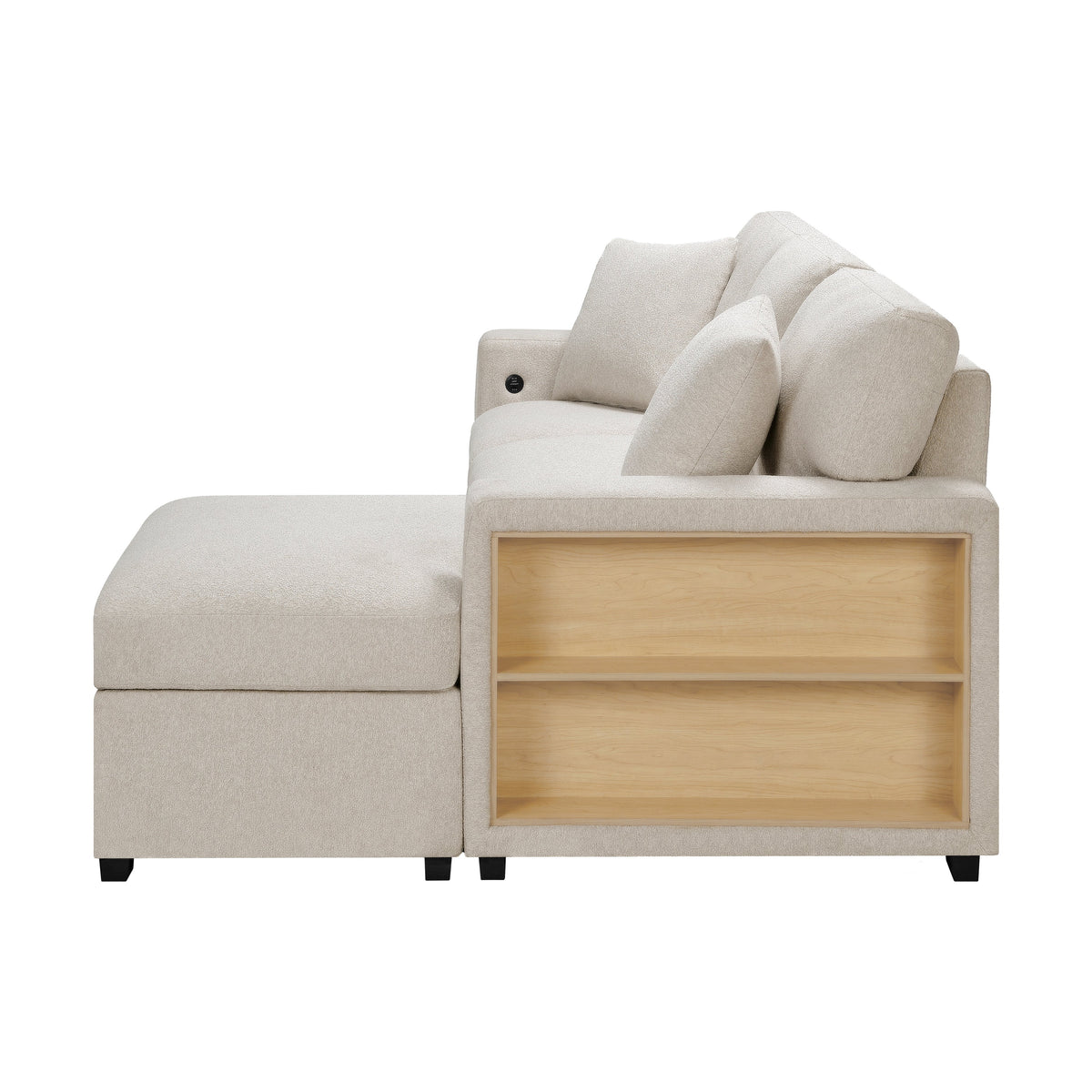 Pompano Beige 2-Piece Sectional with Right Chaise, Pull-out Bed and Hidden Storage, Charging Ports by Homelegance at Eve Furniture