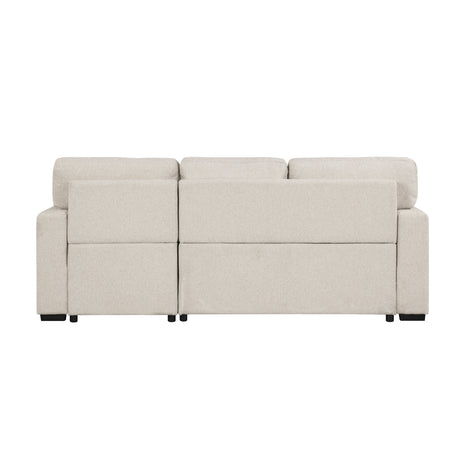 Pompano Beige 2-Piece Sectional with Right Chaise, Pull-out Bed and Hidden Storage, Charging Ports by Homelegance at Eve Furniture