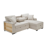 Pompano Beige 2-Piece Sectional with Right Chaise, Pull-out Bed and Hidden Storage, Charging Ports by Homelegance at Eve Furniture