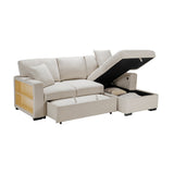 Pompano Beige 2-Piece Sectional with Right Chaise, Pull-out Bed and Hidden Storage, Charging Ports by Homelegance at Eve Furniture