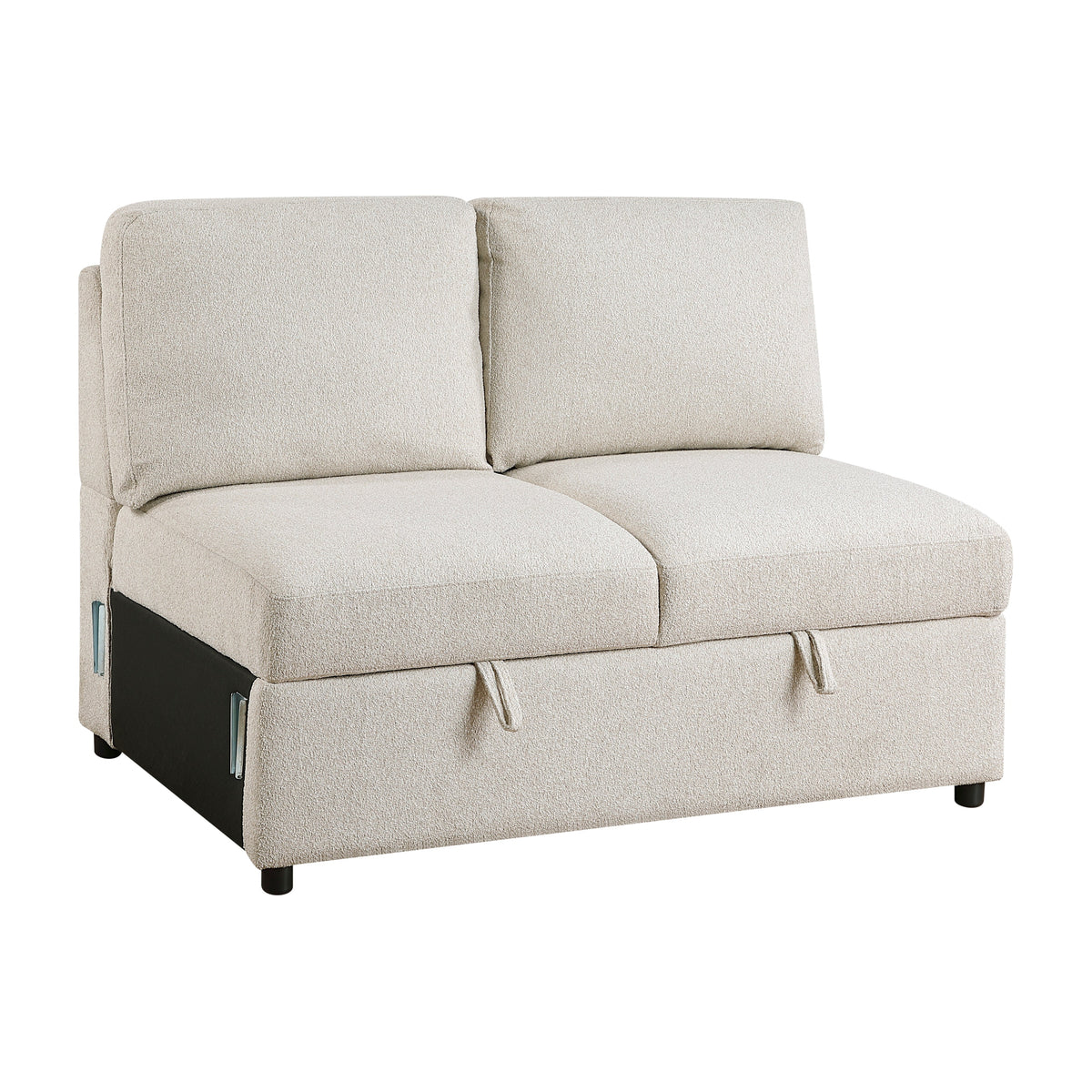 Pompano Beige 3-Piece Sectional with Left Chaise, Pull-out Bed and Hidden Storages, Charging Ports by Homelegance at Eve Furniture