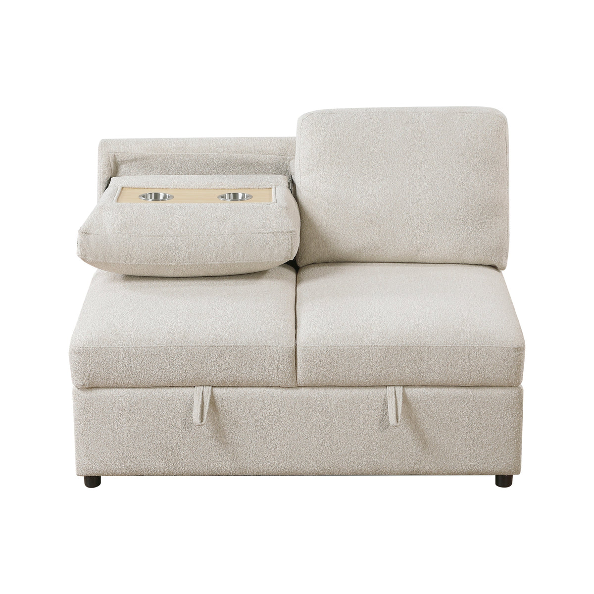 Pompano Beige 3-Piece Sectional with Left Chaise, Pull-out Bed and Hidden Storages, Charging Ports by Homelegance at Eve Furniture