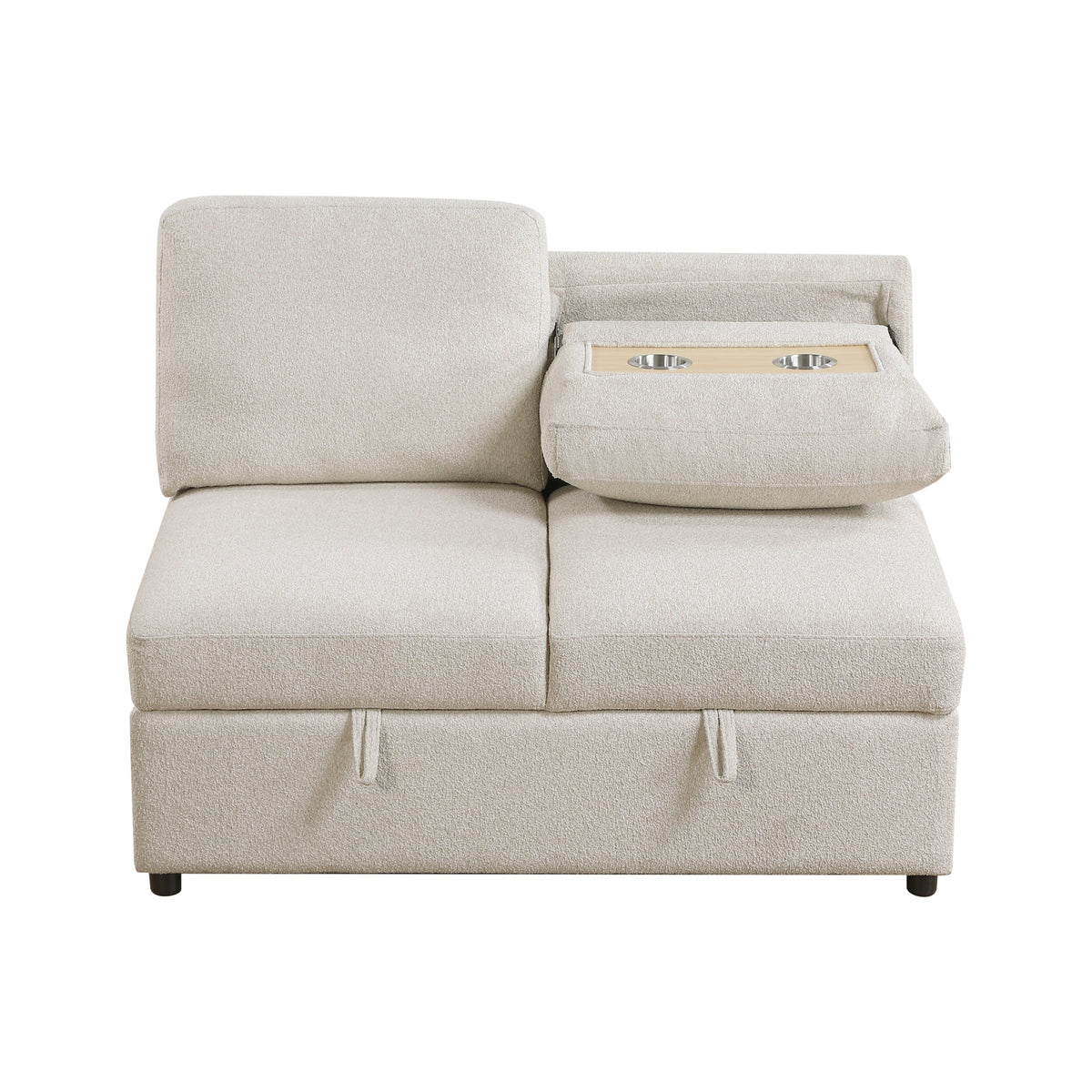 Pompano Beige 3-Piece Sectional with Left Chaise, Pull-out Bed and Hidden Storages, Charging Ports by Homelegance at Eve Furniture
