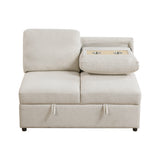 Pompano Beige 3-Piece Sectional with Left Chaise, Pull-out Bed and Hidden Storages, Charging Ports by Homelegance at Eve Furniture