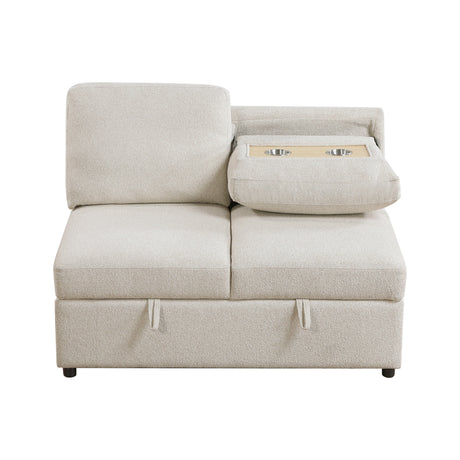 Pompano Beige 3-Piece Sectional with Left Chaise, Pull-out Bed and Hidden Storages, Charging Ports by Homelegance at Eve Furniture