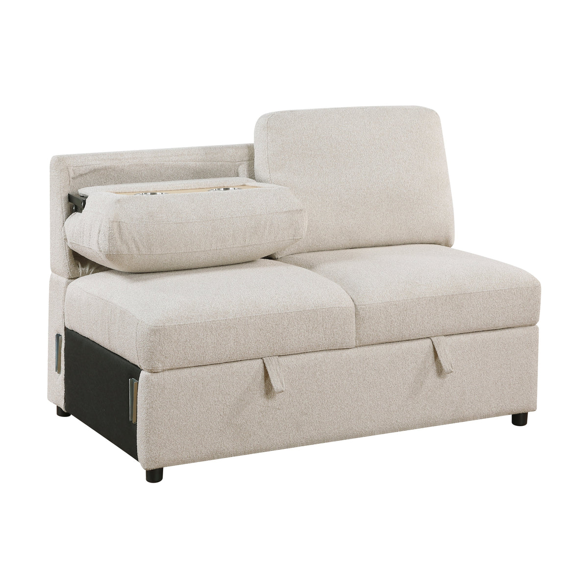 Pompano Beige 3-Piece Sectional with Left Chaise, Pull-out Bed and Hidden Storages, Charging Ports by Homelegance at Eve Furniture