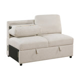 Pompano Beige 3-Piece Sectional with Left Chaise, Pull-out Bed and Hidden Storages, Charging Ports by Homelegance at Eve Furniture