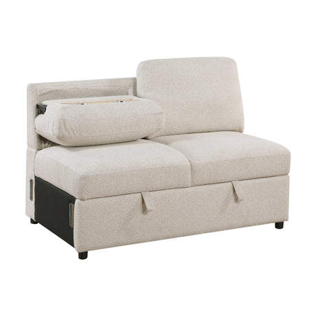 Pompano Beige 3-Piece Sectional with Left Chaise, Pull-out Bed and Hidden Storages, Charging Ports by Homelegance at Eve Furniture