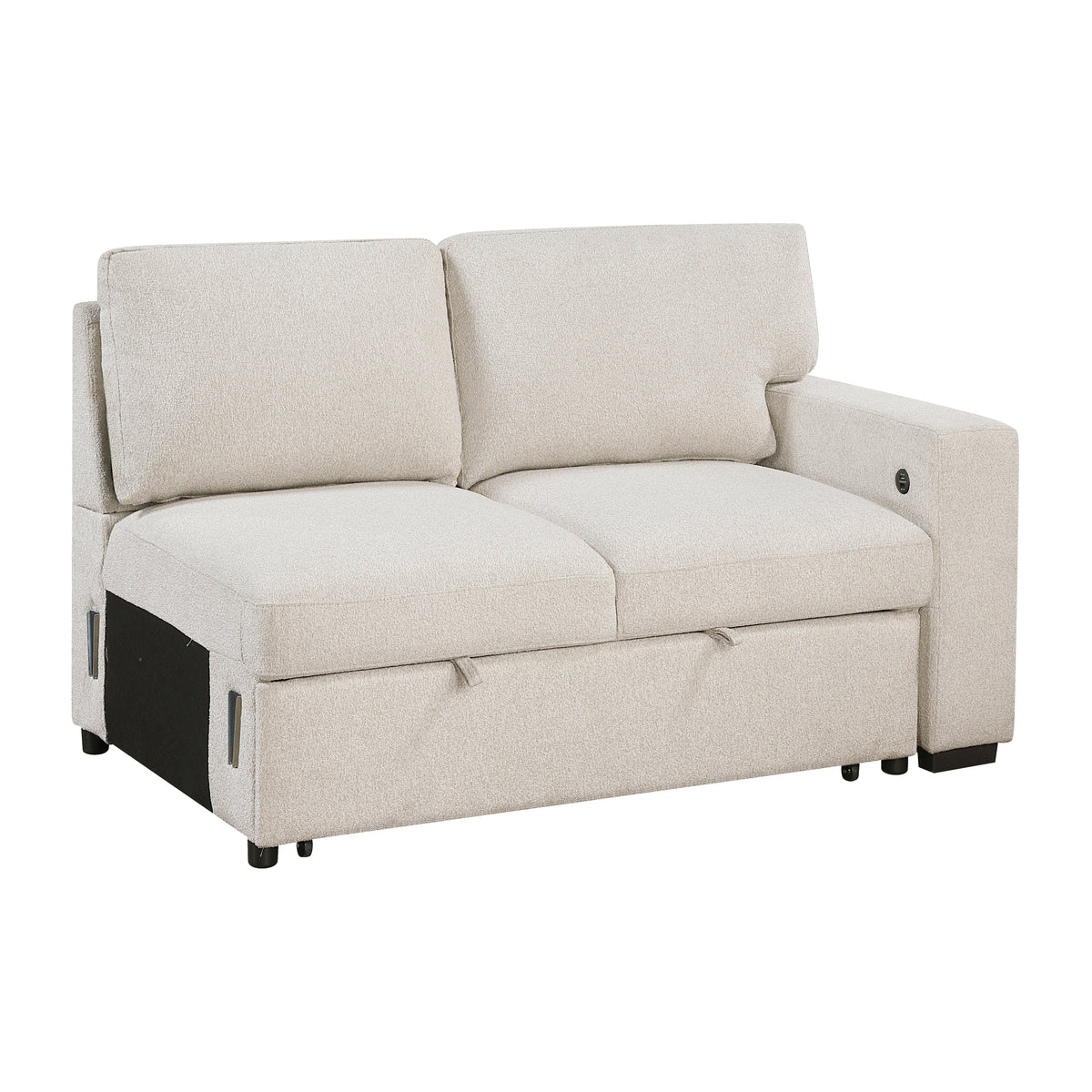 Pompano Beige 3-Piece Sectional with Left Chaise, Pull-out Bed and Hidden Storages, Charging Ports by Homelegance at Eve Furniture