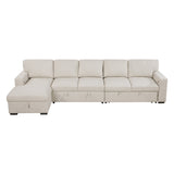 Pompano Beige 3-Piece Sectional with Left Chaise, Pull-out Bed and Hidden Storages, Charging Ports by Homelegance at Eve Furniture