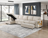 Pompano Beige 3-Piece Sectional with Left Chaise, Pull-out Bed and Hidden Storages, Charging Ports by Homelegance at Eve Furniture