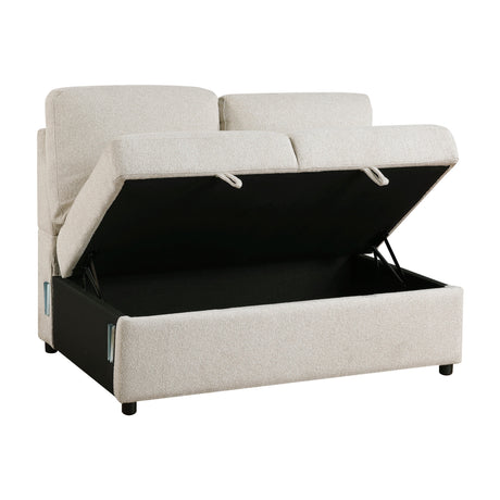Pompano Beige 3-Piece Sectional with Right Chaise, Pull-out Bed and Hidden Storages, Charging Ports by Homelegance at Eve Furniture