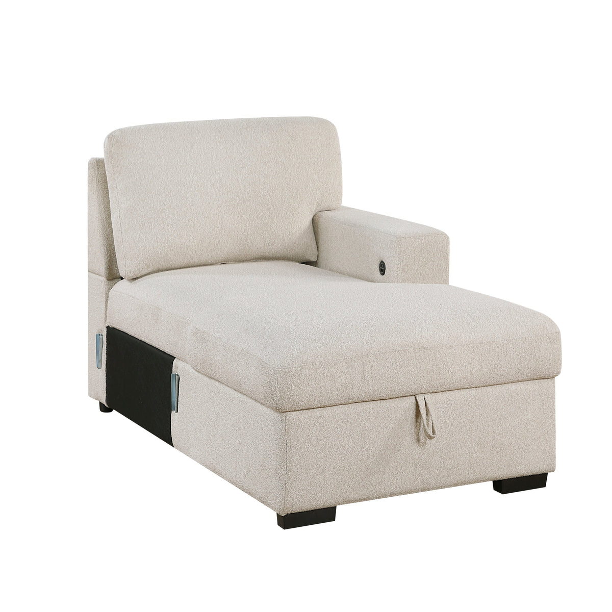 Pompano Beige 3-Piece Sectional with Right Chaise, Pull-out Bed and Hidden Storages, Charging Ports by Homelegance at Eve Furniture