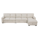 Pompano Beige 3-Piece Sectional with Right Chaise, Pull-out Bed and Hidden Storages, Charging Ports by Homelegance at Eve Furniture