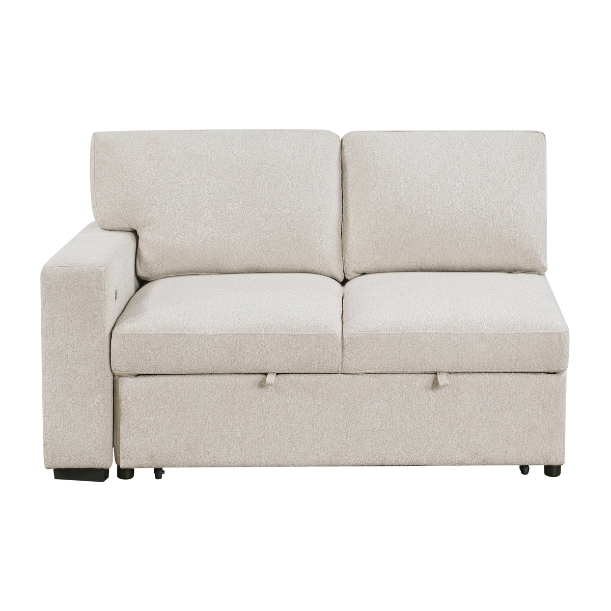 Pompano Beige 3-Piece Sectional with Right Chaise, Pull-out Bed and Hidden Storages, Charging Ports by Homelegance at Eve Furniture