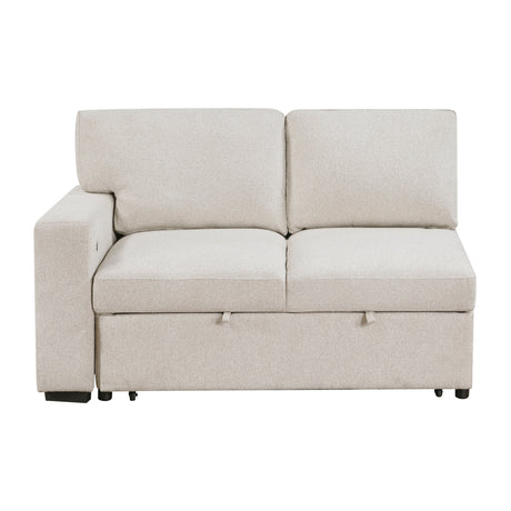 Pompano Beige 3-Piece Sectional with Right Chaise, Pull-out Bed and Hidden Storages, Charging Ports by Homelegance at Eve Furniture
