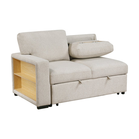 Pompano Beige 3-Piece Sectional with Right Chaise, Pull-out Bed and Hidden Storages, Charging Ports by Homelegance at Eve Furniture