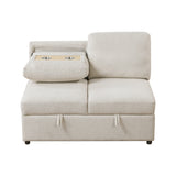 Pompano Beige 4-Piece Sectional with Left Chaise, Pull-out Bed and Hidden Storages, Charging Ports by Homelegance at Eve Furniture