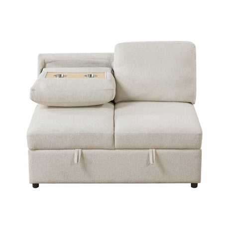 Pompano Beige 4-Piece Sectional with Left Chaise, Pull-out Bed and Hidden Storages, Charging Ports by Homelegance at Eve Furniture
