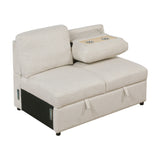 Pompano Beige 4-Piece Sectional with Left Chaise, Pull-out Bed and Hidden Storages, Charging Ports by Homelegance at Eve Furniture