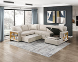 Pompano Beige 4-Piece Sectional with Left Chaise, Pull-out Bed and Hidden Storages, Charging Ports by Homelegance at Eve Furniture