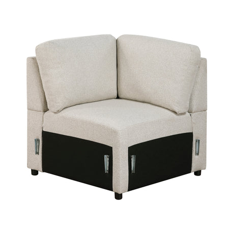Pompano Beige 4-Piece Sectional with Left Chaise, Pull-out Bed and Hidden Storages, Charging Ports by Homelegance at Eve Furniture