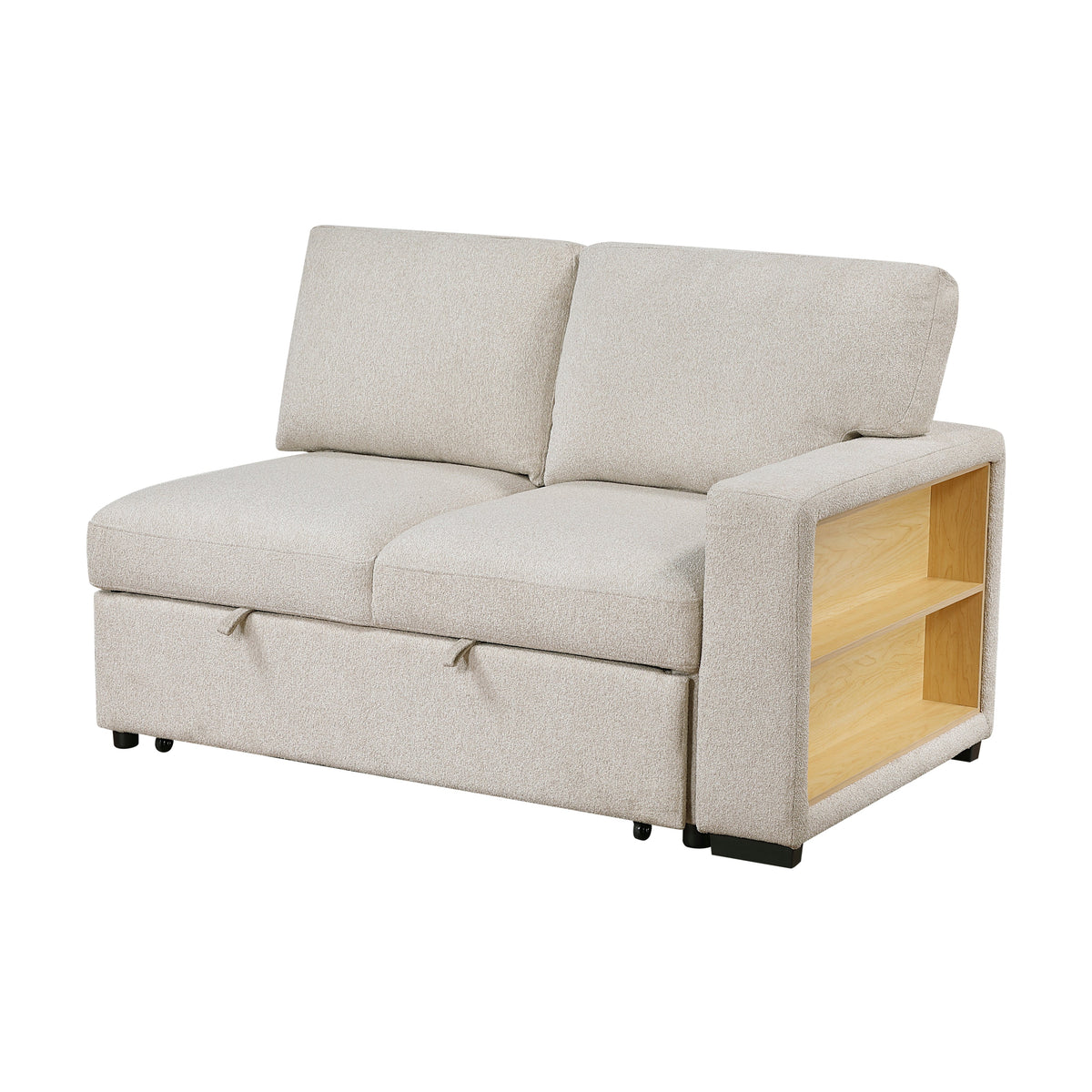Pompano Beige 4-Piece Sectional with Left Chaise, Pull-out Bed and Hidden Storages, Charging Ports by Homelegance at Eve Furniture