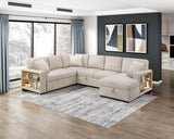 Pompano Beige 4-Piece Sectional with Left Chaise, Pull-out Bed and Hidden Storages, Charging Ports by Homelegance at Eve Furniture