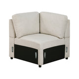 Pompano Beige 4-Piece Sectional with Right Chaise, Pull-out Bed and Hidden Storages, Charging Ports by Homelegance at Eve Furniture
