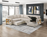 Pompano Beige 4-Piece Sectional with Right Chaise, Pull-out Bed and Hidden Storages, Charging Ports by Homelegance at Eve Furniture