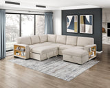 Pompano Beige 4-Piece Sectional with Right Chaise, Pull-out Bed and Hidden Storages, Charging Ports by Homelegance at Eve Furniture