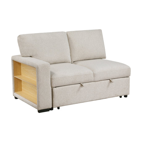 Pompano Beige 4-Piece Sectional with Right Chaise, Pull-out Bed and Hidden Storages, Charging Ports by Homelegance at Eve Furniture