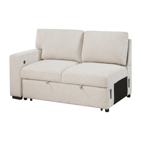 Pompano Beige 4-Piece Sectional with Right Chaise, Pull-out Bed and Hidden Storages, Charging Ports by Homelegance at Eve Furniture