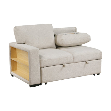 Pompano Beige 4-Piece Sectional with Right Chaise, Pull-out Bed and Hidden Storages, Charging Ports by Homelegance at Eve Furniture