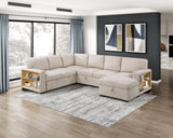 Pompano Beige 4-Piece Sectional with Right Chaise, Pull-out Bed and Hidden Storages, Charging Ports by Homelegance at Eve Furniture