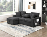Pompano Black Boucle 2-Piece Sectional with Left Chaise and Pull-out Bed by Homelegance at Eve Furniture