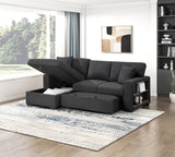 Pompano Black Boucle 2-Piece Sectional with Left Chaise and Pull-out Bed by Homelegance at Eve Furniture