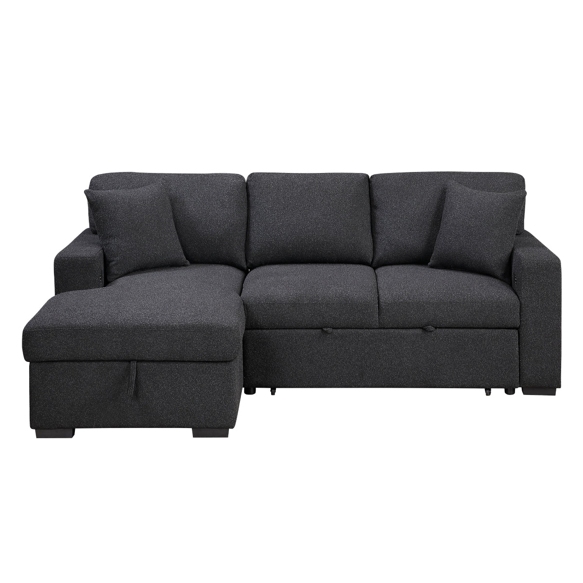 Pompano Black Boucle 2-Piece Sectional with Left Chaise and Pull-out Bed by Homelegance at Eve Furniture