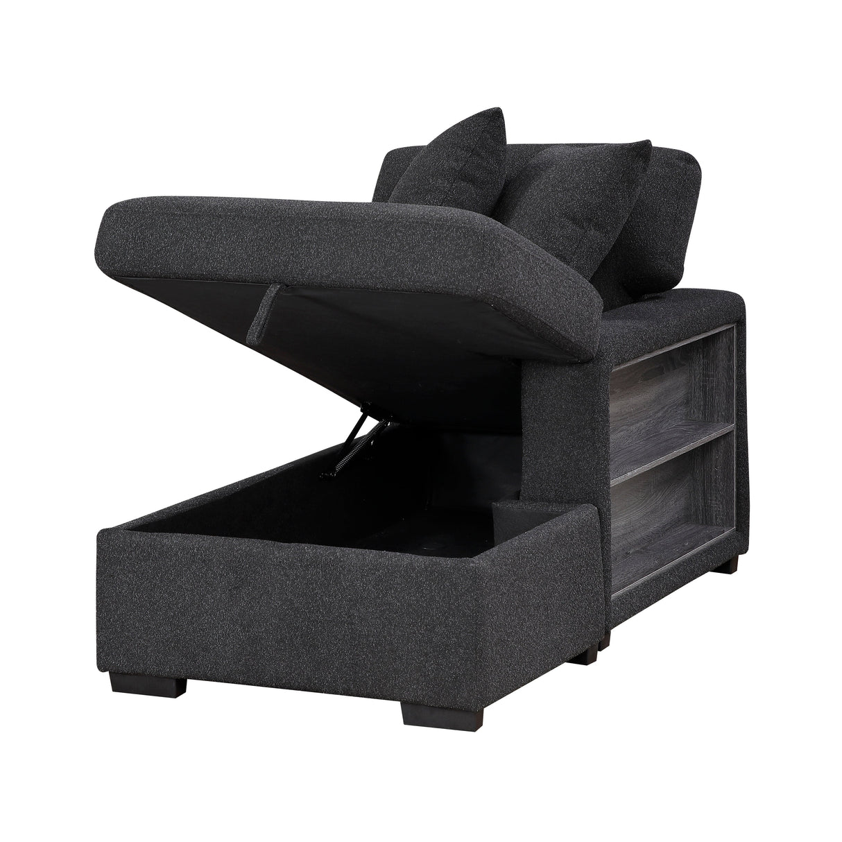 Pompano Black Boucle 2-Piece Sectional with Right Chaise and Pull-out Bed by Homelegance at Eve Furniture