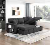 Pompano Black Boucle 2-Piece Sectional with Right Chaise and Pull-out Bed by Homelegance at Eve Furniture