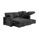 Pompano Black Boucle 2-Piece Sectional with Right Chaise and Pull-out Bed by Homelegance at Eve Furniture