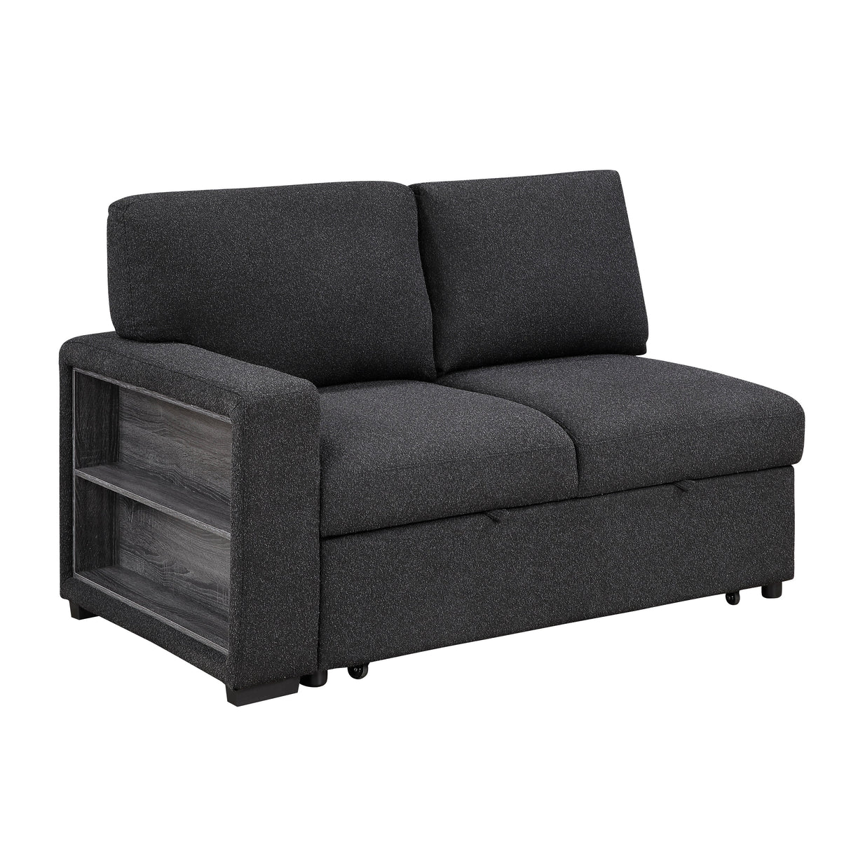 Pompano Black Boucle 2-Piece Sectional with Right Chaise and Pull-out Bed by Homelegance at Eve Furniture