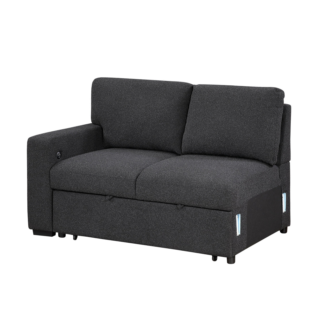 Pompano Black Boucle 2-Piece Sectional with Right Chaise and Pull-out Bed by Homelegance at Eve Furniture