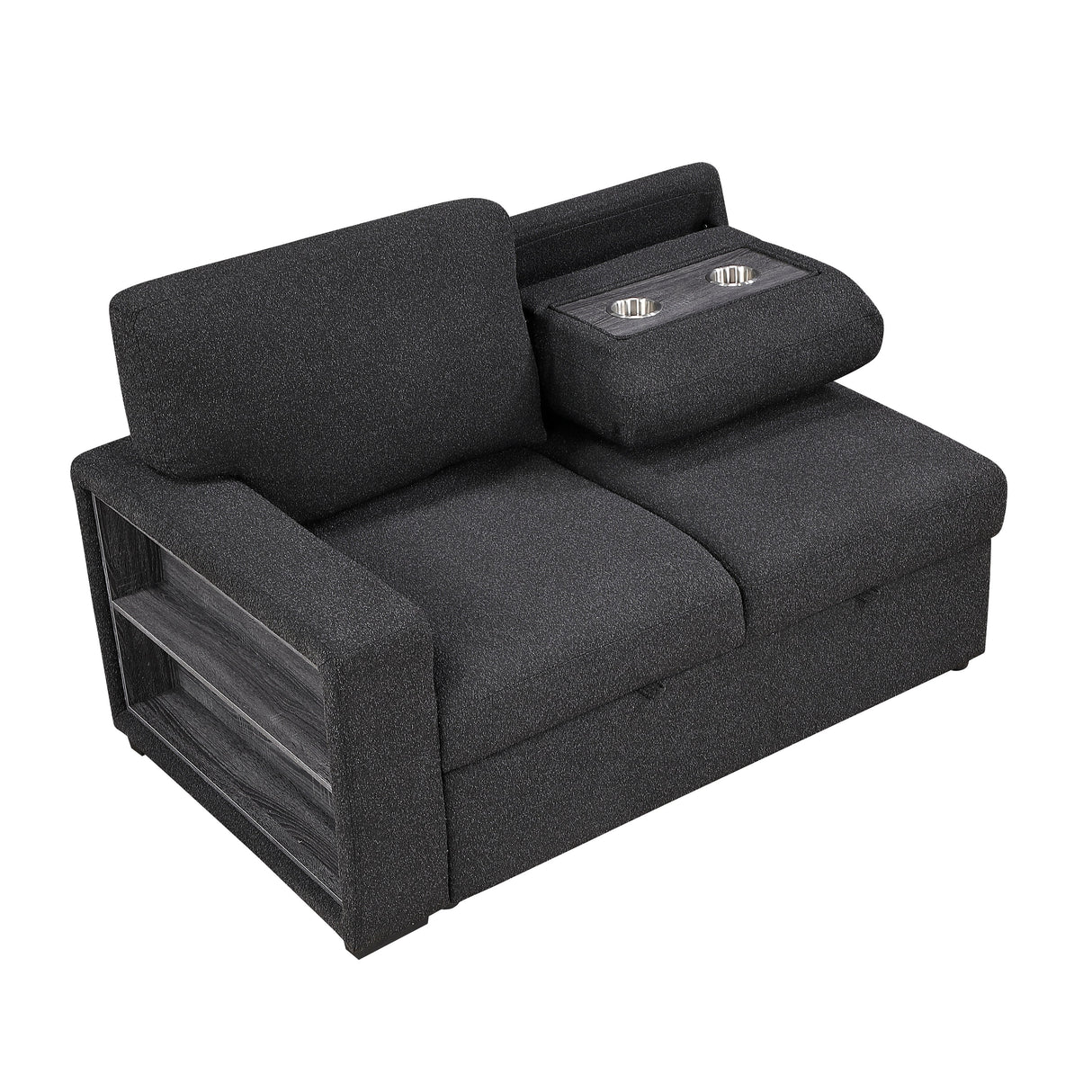Pompano Black Boucle 2-Piece Sectional with Right Chaise and Pull-out Bed by Homelegance at Eve Furniture