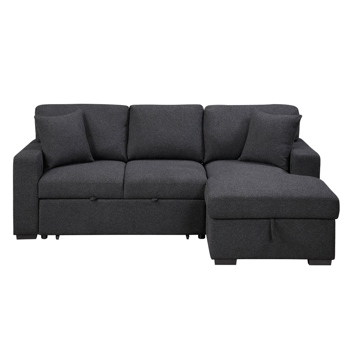 Pompano Black Boucle 2-Piece Sectional with Right Chaise and Pull-out Bed by Homelegance at Eve Furniture