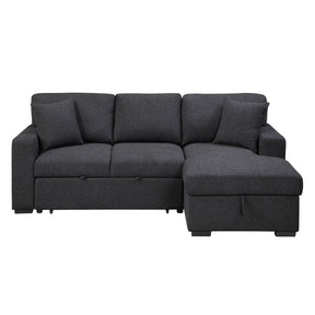Pompano Black Boucle 2-Piece Sectional with Right Chaise and Pull-out Bed by Homelegance at Eve Furniture