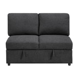 Pompano Black Boucle 3-Piece Sectional with Left Chaise and Pull-out Bed by Homelegance at Eve Furniture