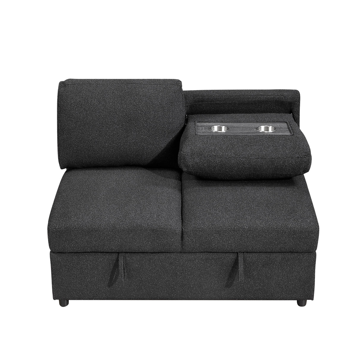 Pompano Black Boucle 3-Piece Sectional with Left Chaise and Pull-out Bed by Homelegance at Eve Furniture