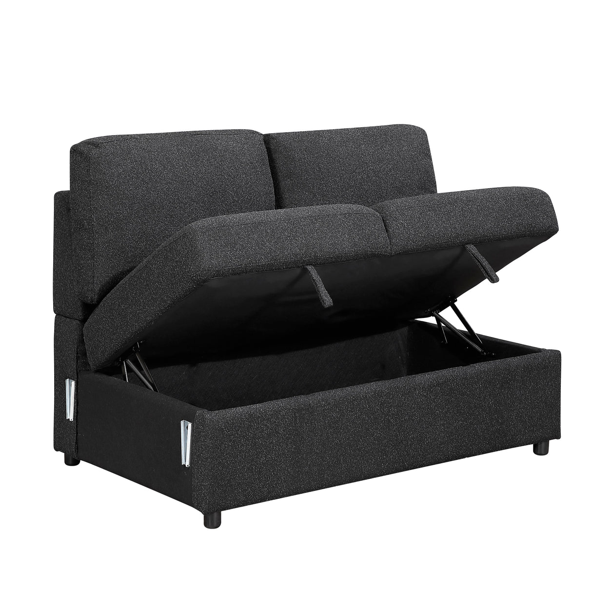 Pompano Black Boucle 3-Piece Sectional with Left Chaise and Pull-out Bed by Homelegance at Eve Furniture